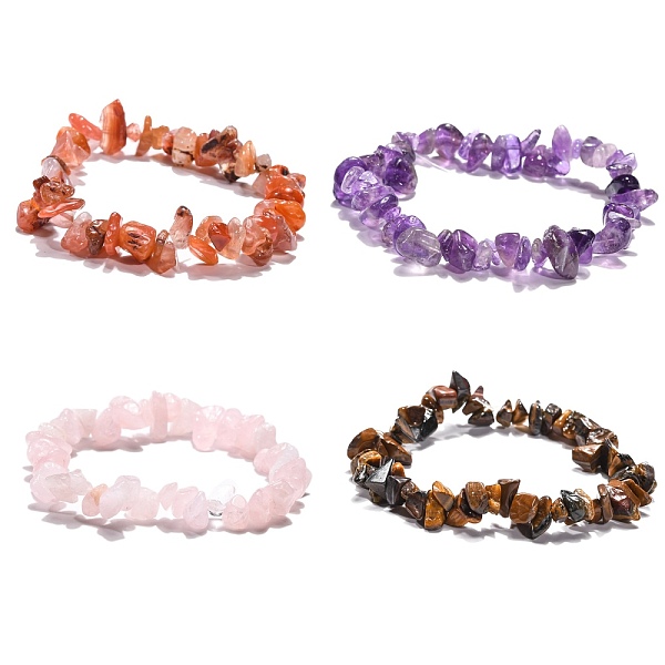 

PandaHall Natural & Synthetic Mixed Stone Chips Stretch Bracelets, Inner Diameter: 2-1/8~2-1/4 inch(5.3~5.6cm) Mixed Stone Multicolor