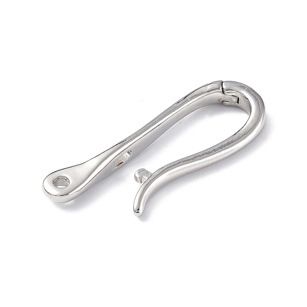 

PandaHall Rack Plating Brass Hook Clasps, Long-Lasting Plated, Platinum, 30x9.5x3mm, Hole: 1.8mm Brass