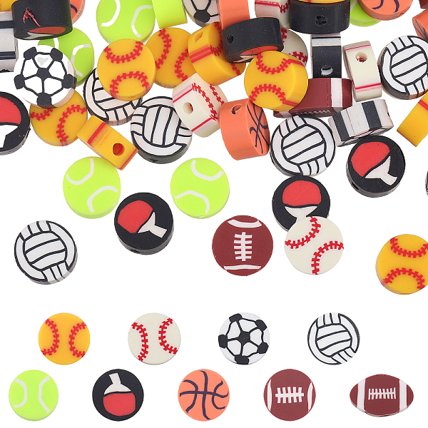 

PandaHall GLOBLELAND 360Pcs 9Styles Sports Ball Beads 10mm Mini Basketball Tennis Volleyball Baseball Polymer Clay Beads DIY Crafts Beads..., Multicolor