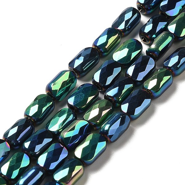 

PandaHall Electroplate Glass Beads Strands, Full Plated, Faceted, Oval, Dark Green, 7x4.5x3mm, Hole: 0.9mm, about 78~81pcs/strand, 22.83...
