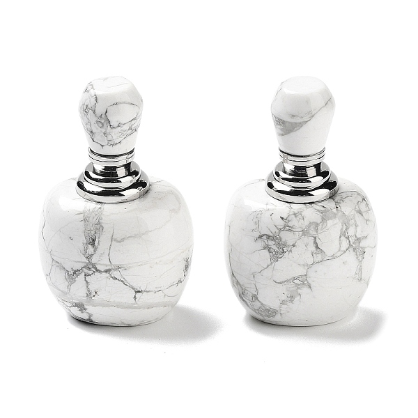 

PandaHall Natural Howlite Dropper Bottles, with 304 Stainless Steel Findings, SPA Aromatherapy Essemtial Oil Empty Bottle, 4.05x3.2x6.5cm...