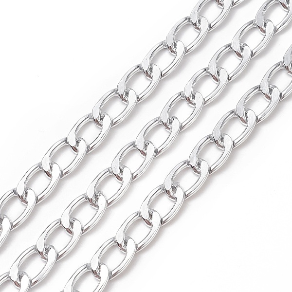 

PandaHall Oxidation Aluminum Curb Chains, Unwelded, with Spool, Oval, Silver, 16x11x2.8mm Aluminum