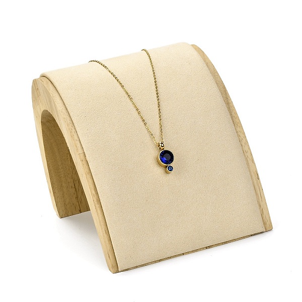 

PandaHall Wood Jewelry Necklace Displays Stands, with Microfibre, for 3Pcs Necklace Show, Antique White, 17x12.6x10.9cm Wood