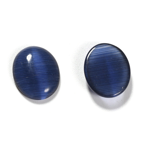 

PandaHall Cat Eye Cabochons, Oval, Dark Blue, 25x18x3~4mm Glass Oval Blue