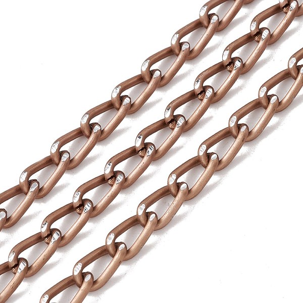 

PandaHall Oval Oxidation Aluminum Curb Chains, Unwelded, with Spool, Coffee, Link: 11x6x1.7mm, about 30m/roll Aluminum