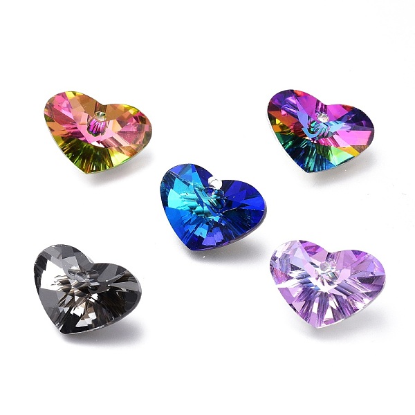 

PandaHall Glass Rhinestone Pendants, Back Plated, Faceted, Heart, Mixed Color, 8.5x12x5mm, Hole: 1.5mm Rhinestone Heart Multicolor