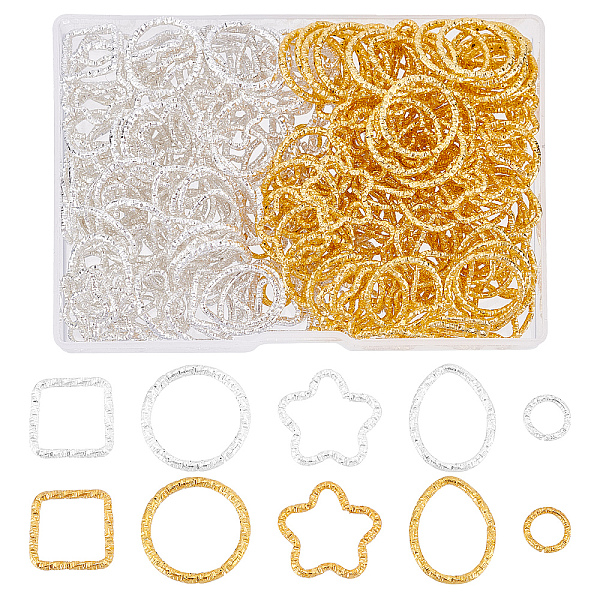 

PandaHall 300Pcs 10 Styles Iron Open Jump Rings, Twisted Lines Rings, Mixed Shapes, Mixed Color, 7.5~18.5x7.5~18x1~2mm, 30pcs/style Iron