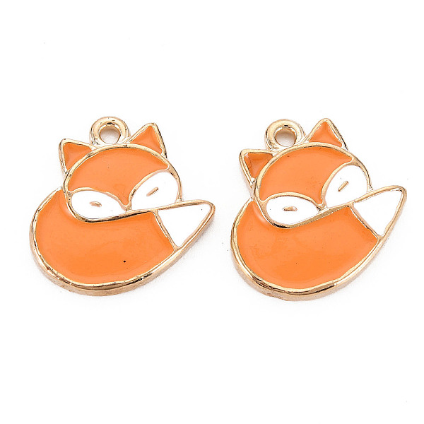 

PandaHall Rack Plating Alloy Pendants, with Enamel, Cadmium Free & Lead Free, Fox, Dark Orange, 19x18x2mm, Hole: 1.6mm Alloy+Enamel Fox