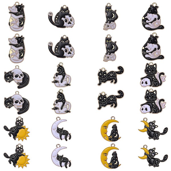 

PandaHall 24Pcs 12 Style Alloy Enamel Pendants, Mixed Cat Charm, Mixed Color, 18~30x16~28x1~1.5mm, Hole: 1.8~2.5mm, 2pcs/style Alloy+Enamel..., Multicolor