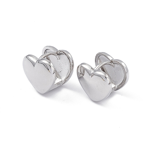 

PandaHall Brass Heart Hoop Earrings for Women, Platinum, 12.5x14x12.5mm, Pin: 1mm Brass Heart