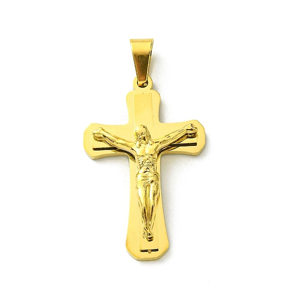 

PandaHall Vacuum Plating 304 Stainless Steel Pendants, Crucifix Cross Charm, Golden, 39.5x25x7mm, Hole: 9.5x4.5mm Stainless Steel Cross