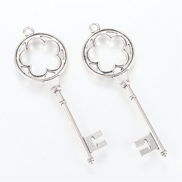 

PandaHall Tibetan Style Alloy Big Pendants, Skeleton Key, Cadmium Free & Lead Free, Antique Silver, 75x25x5mm, Hole: 3mm, about 190pcs/1000g...