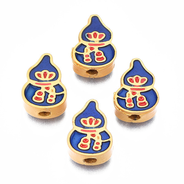 

PandaHall Rack Plating Alloy Enamel Beads, Cadmium Free & Lead Free, Matte Gold Color, Gourd, Medium Blue, 11x8x4mm, Hole: 1.8mm...