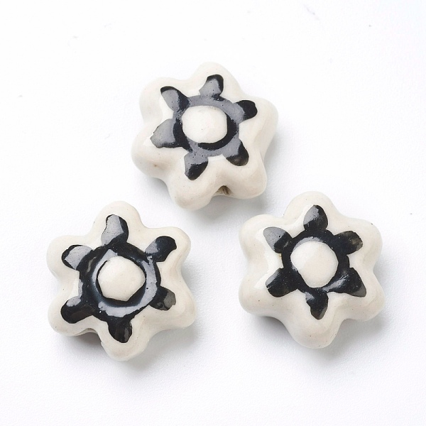 

PandaHall Handmade Porcelain Flower Beads, White, 15.5~17x15.5~17x7~7.5mm, Hole: 2mm, about 20pcs/strand, 11.42 inch(29cm) Porcelain Flower...