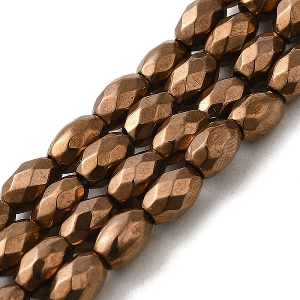 PandaHall Electroplated Strong Magnetic Synthetic Hematite Beads Strands, Long-Lasting Plated, Faceted Oval, Coffee Plated, 7~8x5~5.5mm...