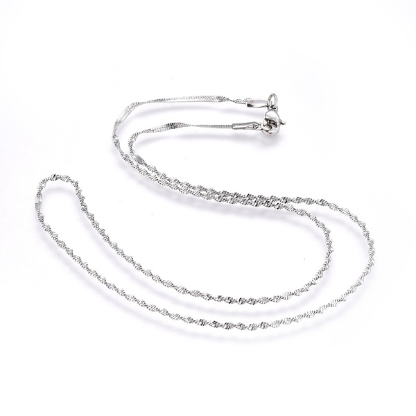 

PandaHall 304 Stainless Steel Singapore Chain Necklaces, Water Wave Chain Necklaces, Twisted Chain Necklaces, with 304 Stainless Steel Beads...