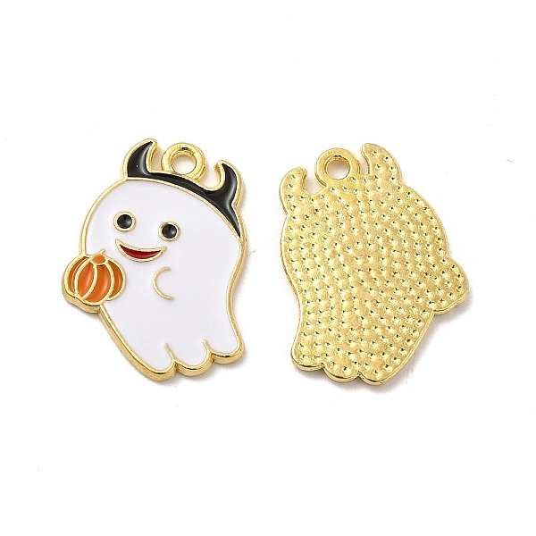 

PandaHall Alloy Enamel Pendants, Ghost Charm, Golden, White, 21x17x1.5mm, Hole: 1.8mm Alloy+Enamel Ghost White