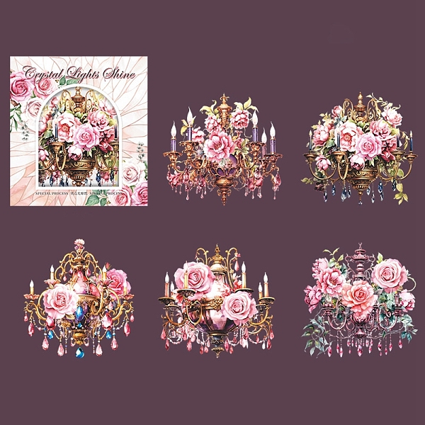 

PandaHall Crystal Lamp Theme PET Decorativ Tapes, Pink, 96~100x90~100x0.1mm, 5pc/set Plastic Pink