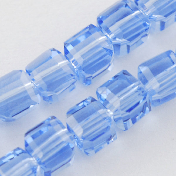 

PandaHall Glass Bead Strands, Faceted, Cube, Cornflower Blue, 6x6x6mm, Hole: 1mm, about 100pcs/strand, 22 inch Glass Cube