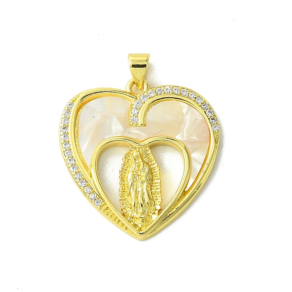 

PandaHall Real 18K Gold Plated Brass Micro Pave Cubic Zirconia Pendants, with Shell, Heart, 28.5x28x3mm, Hole: 3.5x4.5mm Brass+Cubic..., Clear
