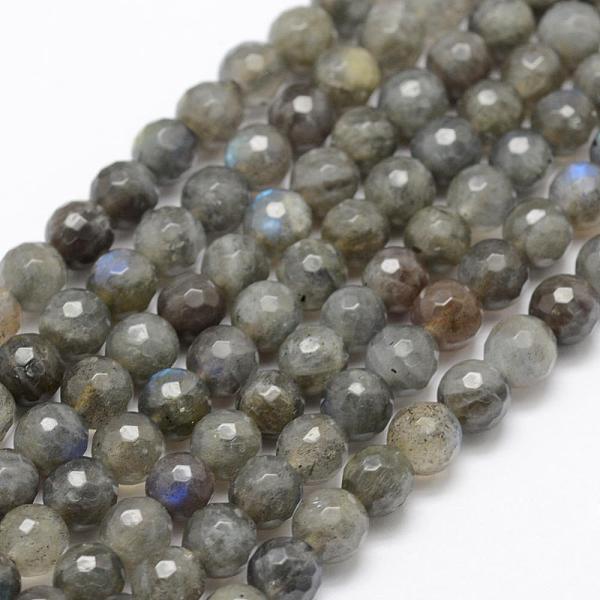 PandaHall Natural Labradorite Beads Strands, Grade A+, Faceted, Round, 6mm, Hole: 1mm, about 66pcs/strand, 15.1 inch(38.5cm) Labradorite...