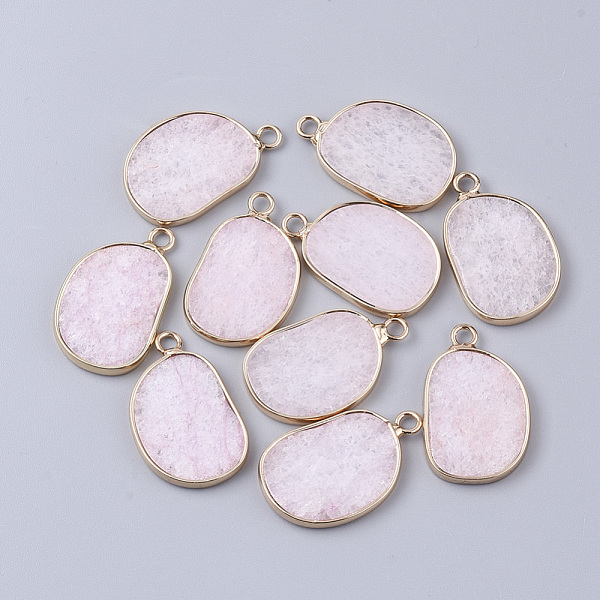 

PandaHall Natural White Jade Pendants, with Golden Tone Brass Open Back Bezel, Oval, Dyed, 25x15.5x2~3mm, Hole: 2mm White Jade Oval