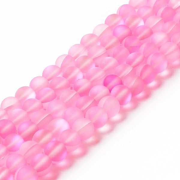 

PandaHall Synthetic Moonstone Beads Strands, Frosted, Round, Pearl Pink, 8mm, Hole: 1mm, about 43~47pcs/strand, 14.37''~15.08''(36.5~38.3cm)...