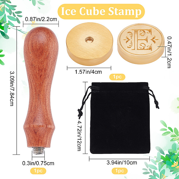 

PandaHall CRASPIRE Ice Mould Initial E Ice Cube Stamp Vintage Ice Branding Stamp with Removable Brass Head & Wood Handle Ice Stamp for Ice...