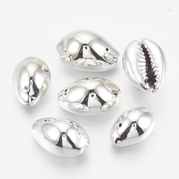 

PandaHall UV Plated Freshwater Shell Pendants, Cowrie Shell, Platinum, 17~21x11~13x8~10mm, Hole: 1mm Freshwater Shell Others