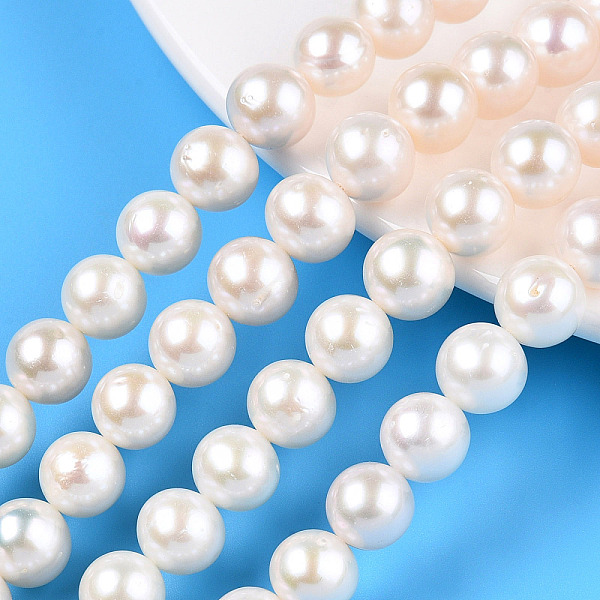 

PandaHall Natural Cultured Freshwater Pearl Beads Strands, Round, Creamy White, 8.5~10.5mm, Hole: 0.6mm, about 42~43pcs/strand, 15.55~16.14...