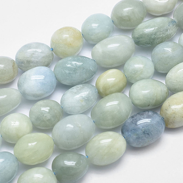 

PandaHall Natural Aquamarine Beads Strands, Oval, 14.5~20x12~13mm, Hole: 1mm, about 26pcs/strand, 15.3 inch(39cm) Aquamarine Oval Green