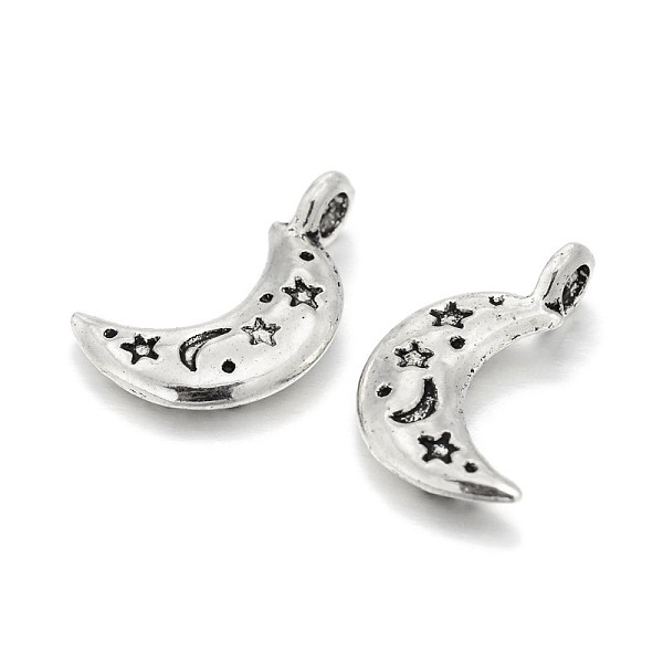 

PandaHall Tibetan Style Alloy Moon Pendants, Lead Free & Cadmium Free, Antique Silver, 19x11x3mm, Hole: 3mm Alloy Moon
