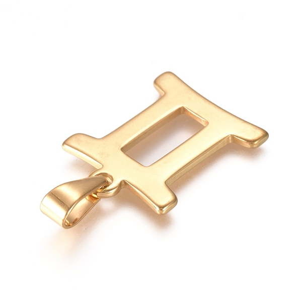 

PandaHall 304 Stainless Steel Pendants, Constellation/Zodiac Sign, Golden, Golden, 28x22x1.5mm, Hole: 9.5x4mm 304 Stainless Steel Gemini
