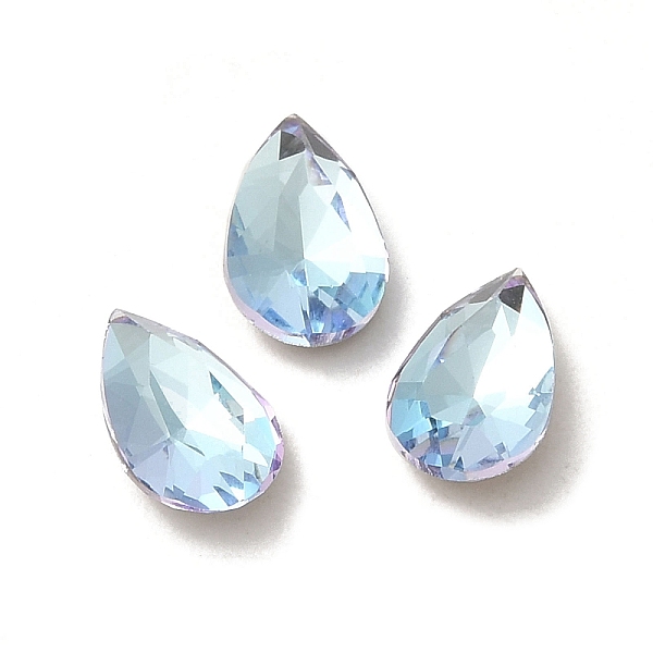 

PandaHall Glass Rhinestone Cabochons, Point Back & Back Plated, Faceted, Teardrop, Light Azore, 8x5x2.5mm Glass Rhinestone Teardrop Blue