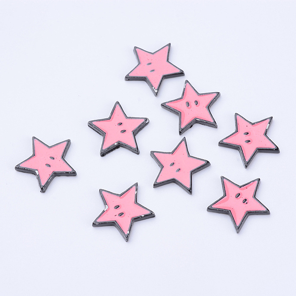 

PandaHall Alloy Cabochons, with Enamel, Star, Gunmetal, Pink, 14.5x15x2mm Alloy Star Pink