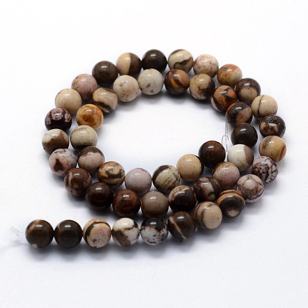 

PandaHall Natural Zebra Jasper Beads Strands, Round, 8mm, Hole: 0.8mm, about 47pcs/strand, 14.96 inch(38cm) Zebra Jasper Round