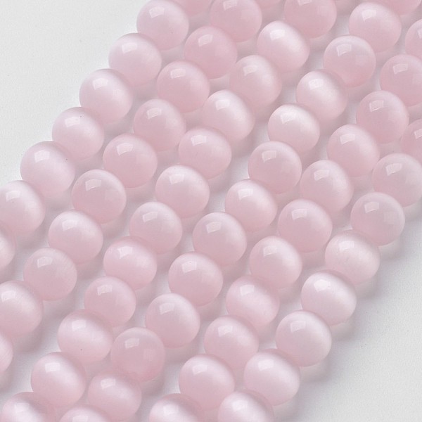 

PandaHall Cat Eye Beads Strands, Round, Misty Rose, 6mm, Hole: 1mm, about 66pcs/strand, 15.5 inch Glass Round Red