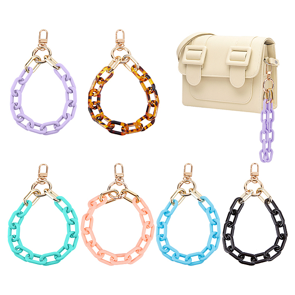 

PandaHall CHGCRAFT 6Pcs 6 Colors Opaque Acrylic Cable Chain Wristlet Straps, with Swivel Clasps, Purse Accessories, Mixed Color, 310mm..., Multicolor