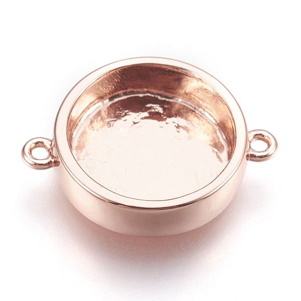 

PandaHall Brass Links, Cabochon Connector Settings, Plain Edge Bezel Cups, Flat Round, Rose Gold, Tray: 12mm, 19x14.5x3.5mm, Hole: 1.2mm...