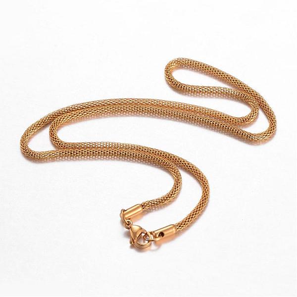 

PandaHall 201 Stainless Steel Mesh Chain Necklaces, with Lobster Claw Clasps, Golden, 17.7 inch(45cm) 201 Stainless Steel