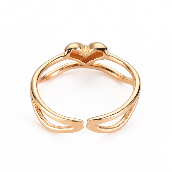 

PandaHall Brass Cuff Rings, Open Rings, Nickel Free, Heart, Real 18K Gold Plated, US Size 5 1/4, Inner Diameter: 16mm Brass