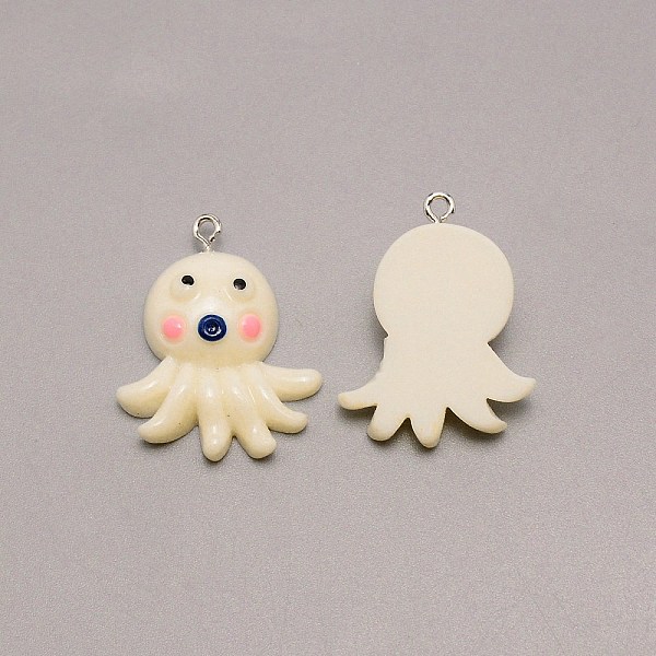 

PandaHall Resin Pendants, with Iron Pin, Octopus, White, 31x25x9mm, Hole: 2mm Resin Others White