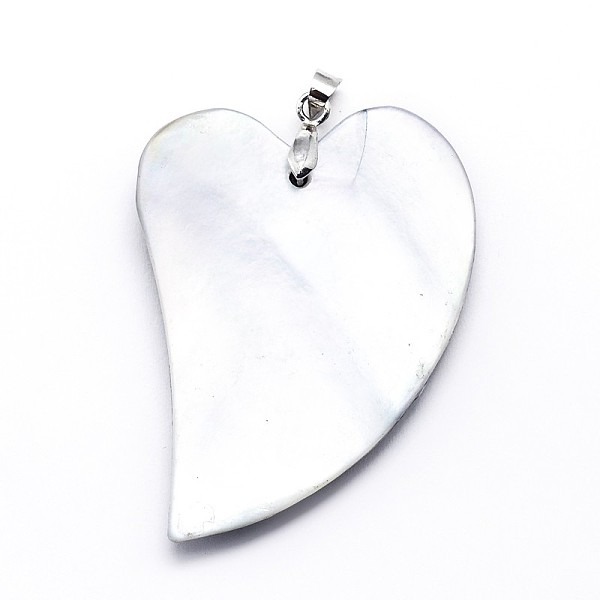 

PandaHall Brass Paua Shell Heart Big Pendants, Undyed, 45~48x30~32x5mm, Hole: 4mm Paua Shell Heart