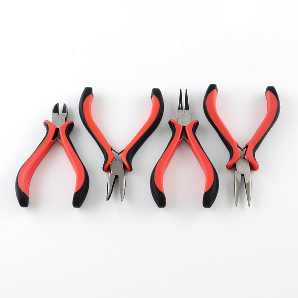 

PandaHall Iron Jewelry Tool Sets: Round Nose Pliers, Wire Cutter Pliers, Side Cutting Pliers and Bent Nose Plier, Red, 110~127mm, 4pcs/set...