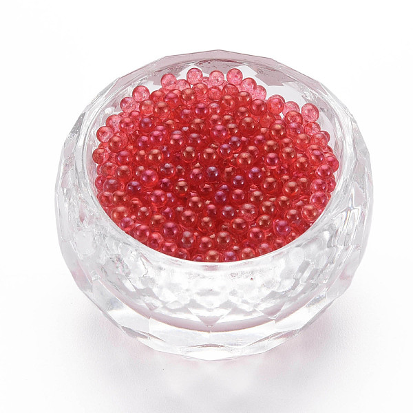 

PandaHall DIY 3D Nail Art Decoration Mini Glass Beads, Tiny Caviar Nail Beads, AB Color Plated, Round, Crimson, 2mm, about 450g/bag Glass..., Pink