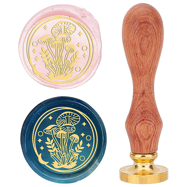 

PandaHall Brass Wax Seal Stamp with Rosewood Handle, for DIY Scrapbooking, Mushroom Pattern, 25mm Brass Mushroom