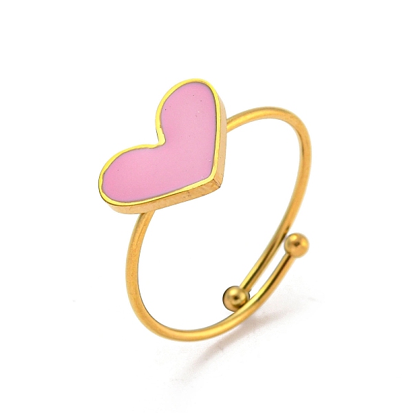 

PandaHall Adjustable 304 Stainless Steel Rings, with Enamel for Woman, Heart, Inner Diameter: 18mm 304 Stainless Steel Heart