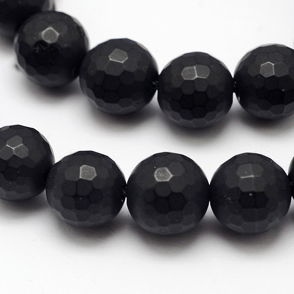 

PandaHall Natural Black Onyx Beads Strands, Faceted Round, Dyed & Heated, Frosted, 6mm, Hole: 1mm, about 65pcs/strand, 14.7 inch Black Onyx..., Orange