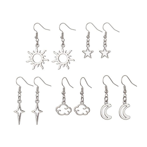 

PandaHall Alloy Hollow Dangle Earrings, Mixed Shape, Platinum, 33~47x10~24mm Alloy Mixed Shapes