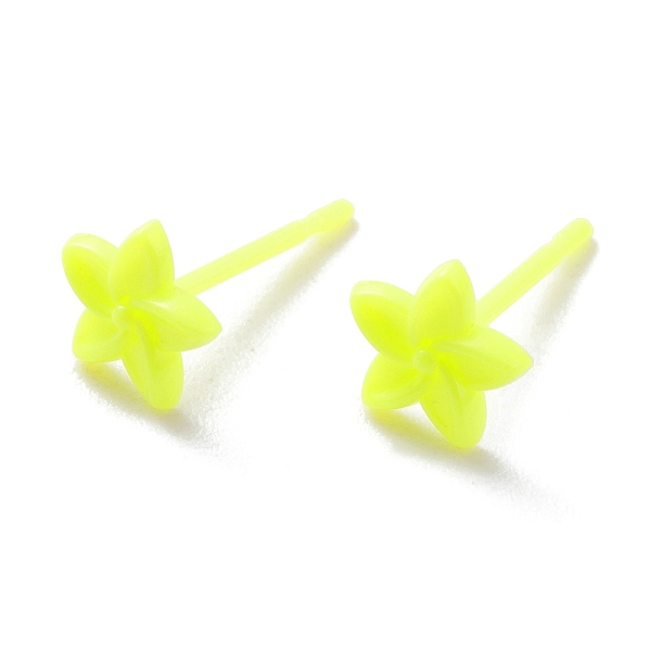 

PandaHall Eco-Friendly Plastic Stud Earrings, Flower, Green Yellow, 6x6.5x2mm, Pin: 0.8mm Plastic Flower